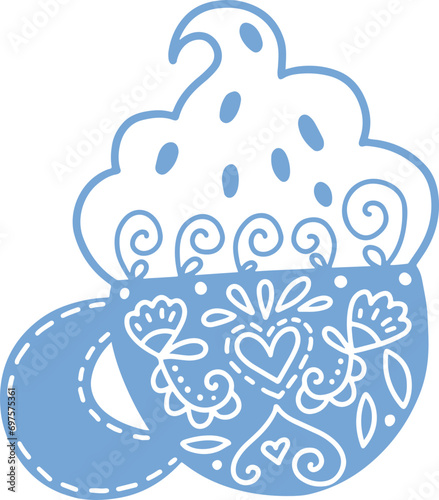 sketch drawing doodle hygge cozy element of cocoa cup