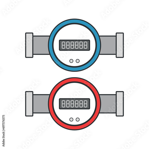 Cold and hot water metering devices colored flat objects