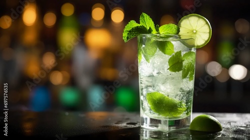 Mojito, alcoholic drink with mint and lime
