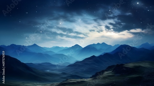 mountains with night sky