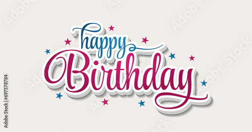 happy birthday lettering text wishing clipart design	 photo