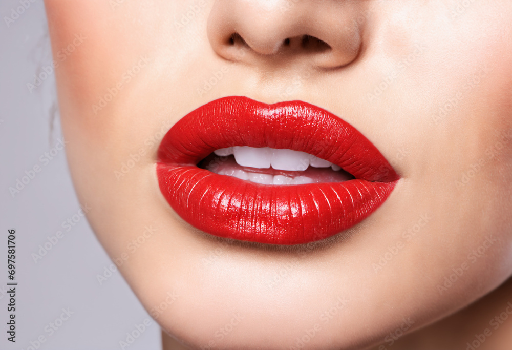 Obraz premium red lips close up