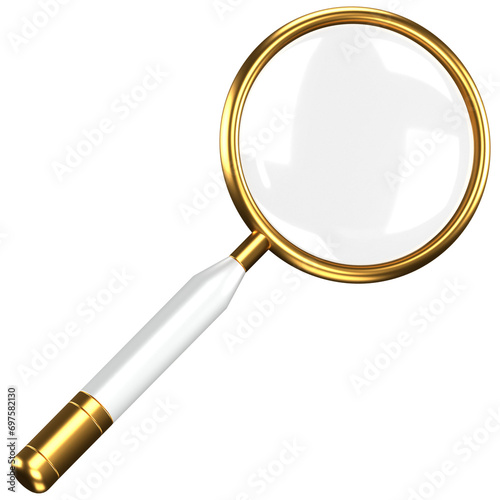 3d icon of white magnifier