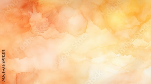 Watercolor clouds in warm orange and yellow hues.