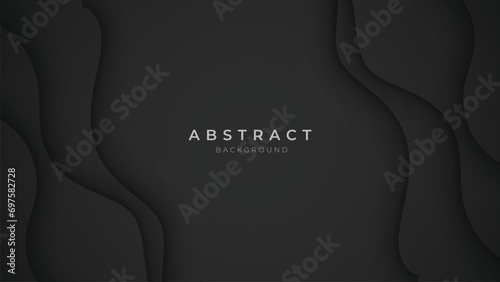 Black Abstract Background. Realistic and Futuristic wallpaper with luxury flowing lines. Dark Black Backdrop 3D Style Vector Illustration