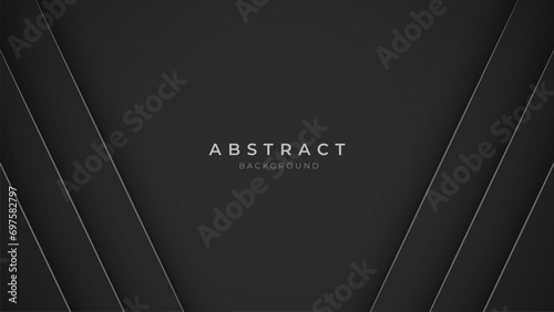 Black Abstract Background. Realistic and Futuristic wallpaper with luxury flowing lines. Dark Black Backdrop 3D Style Vector Illustration