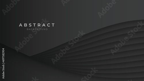 Black Abstract Background. Realistic and Futuristic wallpaper with luxury flowing lines. Dark Black Backdrop 3D Style Vector Illustration