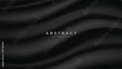 Black Abstract Background. Realistic and Futuristic wallpaper with luxury flowing lines. Dark Black Backdrop 3D Style Vector Illustration