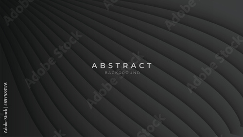 Black Abstract Background. Realistic and Futuristic wallpaper with luxury flowing lines. Dark Black Backdrop 3D Style Vector Illustration