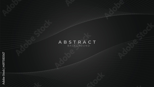 Black Abstract Background. Realistic and Futuristic wallpaper with luxury flowing lines. Dark Black Backdrop 3D Style Vector Illustration