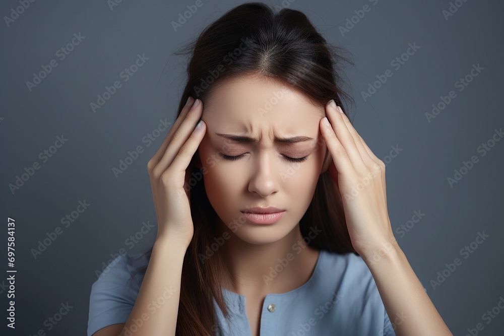 sick woman with pain, headache, migraine, stress, insomnia, hangover sick woman with pain, headache, migraine, stress, insomnia, hangover