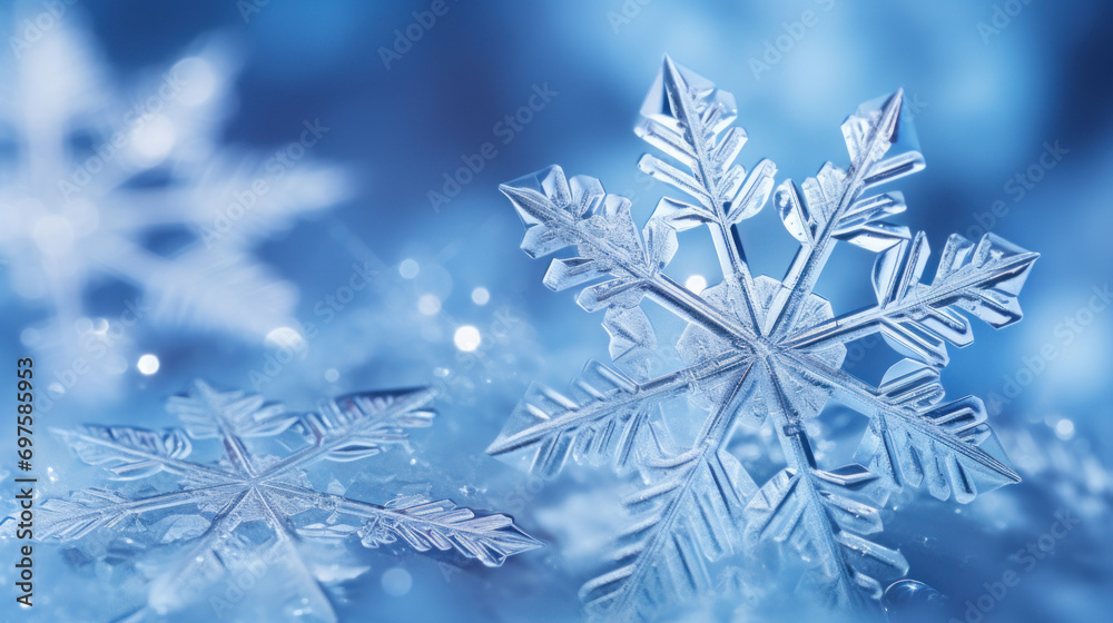 Close-up view of intricate snowflake patterns with a blue-toned background, highlighting the unique symmetry of ice crystals. Close-up view of intricate snowflake patterns with a blue-toned background, highlighting the unique symmetry of ice crystals.