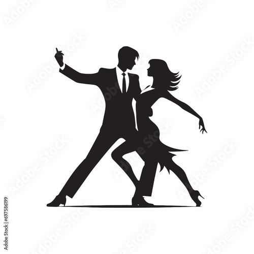 Vibrant Fusion: Silhouette of Couple Dance, a Fusion of Cultures in their Expressive Movements, Creating a Visual Tapestry - Dancing Couple Silhouette 