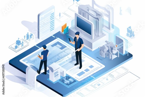 flat illustration of construction site with workers  made with AI 