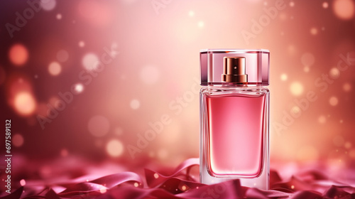 perfume pink bottle luxury close up background