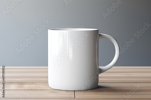 White Mug Mockup, Coffee Cup Template, Coffeecup with Copy Space, Mug Mockup on Light Background photo
