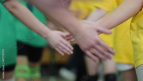 Hand Shake Volleyball. Players shake hands before a match
