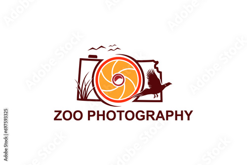 Outdoor wildlife photography logo design, africa animals vector illustration.