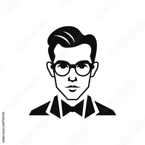 young handsome man with specs character mascot vector design