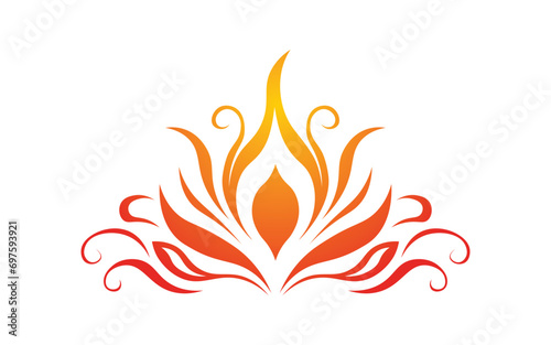 Diwali Diya fire calligraphy style vector design
