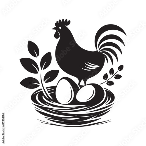 Country Living: Farmstead Silhouettes, Rolling Hills, and Uncomplicated Rural Scenes - Hen eggs Silhouette
