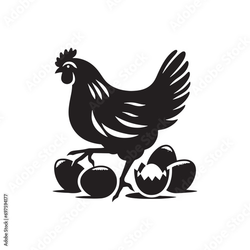 Farm Life Shadows: Silhouetted Crops, Livestock, and Simple Country Living - Hen eggs Silhouette
