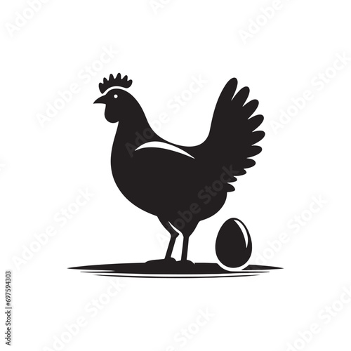 Sunflower Shadows: Silhouetted Farm Scenes, Golden Fields, and Tranquil Agriculture - Hen eggs Silhouette
