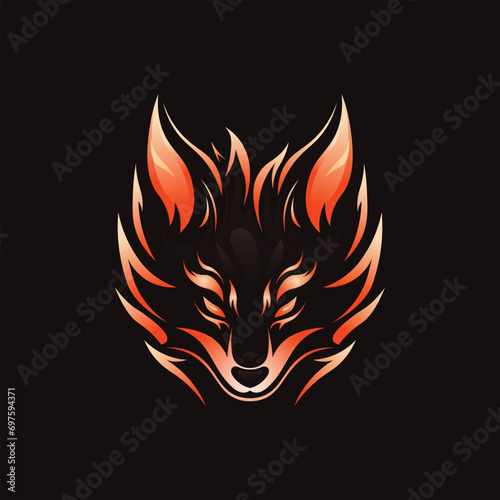 flaming fox esports mascot logo vector design