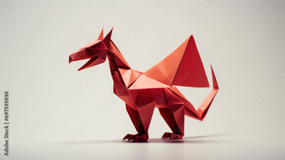 Artistic Red Origami Dragon - Great for New Year's Wishes and Oriental Designs Artistic Red Origami Dragon - Great for New Year's Wishes and Oriental Designs