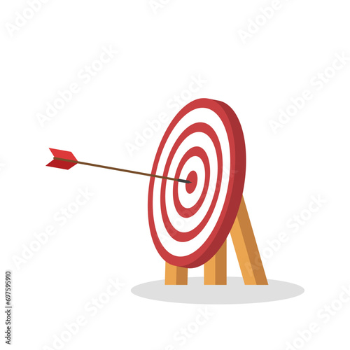 Arrow hits the center. Business challenge failure and success concept