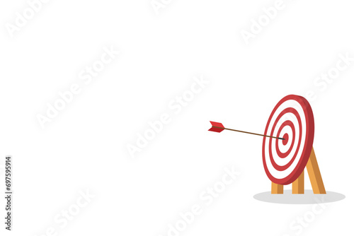 Arrow hits the center. Business challenge failure and success concept
