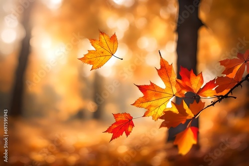 A shallow depth of field shot capturing the surreal beauty of autumn leaves in the softest of bokeh. photo