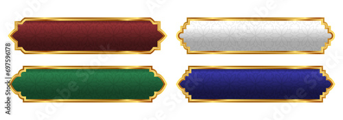 luxury golden arch islamic ornamental text box title frame for wedding and invitation card	