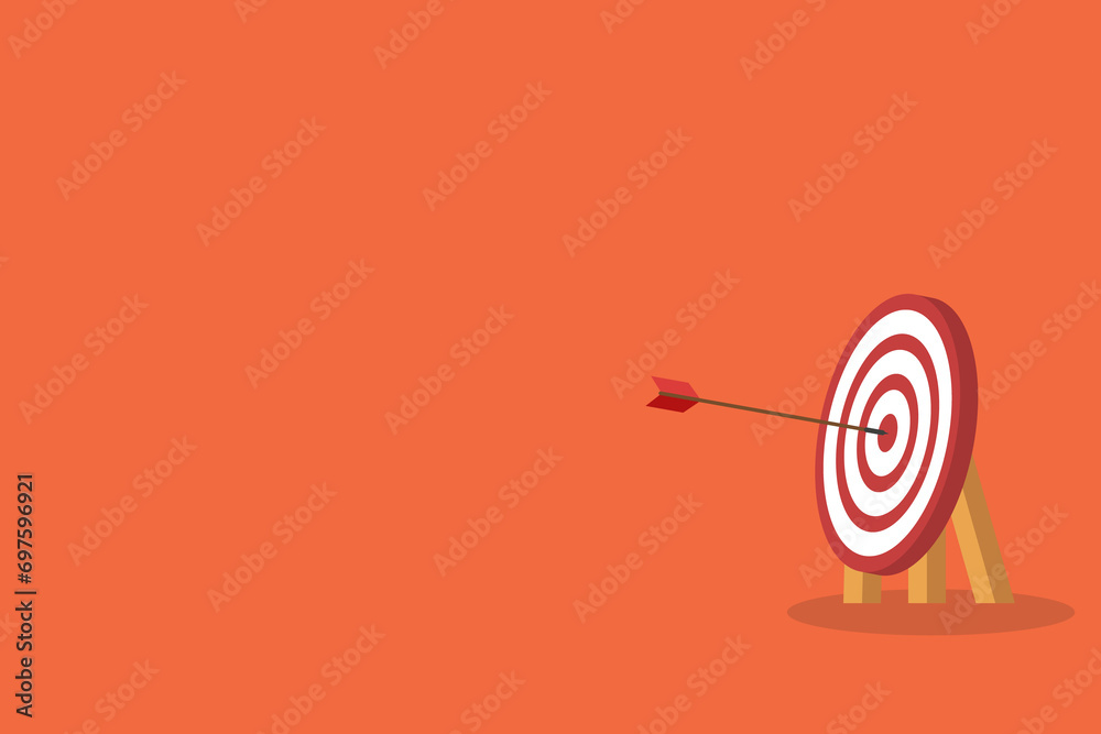 Arrow hits the center. Business challenge failure and success concept