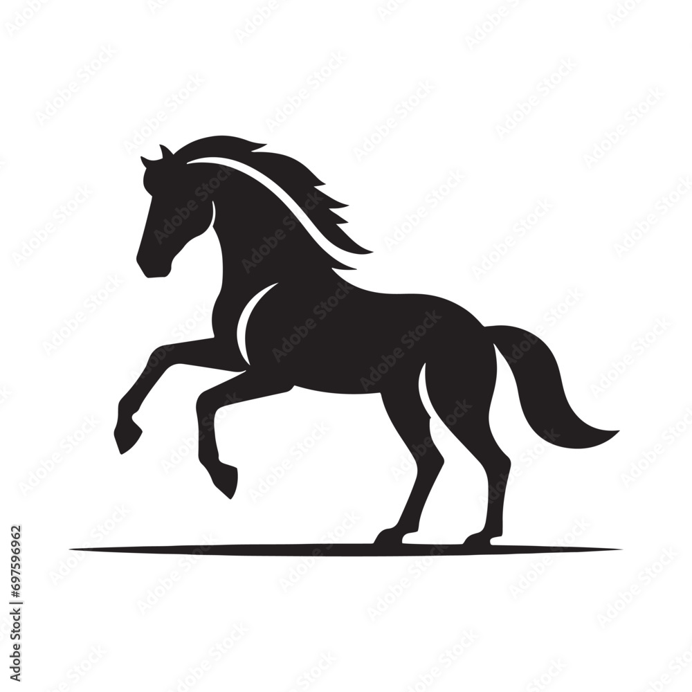 Majestic Horse Silhouette: Bold Stallion, Striking Profile in Black - Capturing the Essence of Equine Majesty in Simplicity
