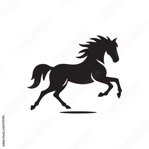 Fototapeta Naklejka Na Ścianę i Meble -  Horse Silhouette: Graceful Equine Form in Black, Majestic Stallion Outline against a Sunset Sky - Tranquil Equestrian Scene with Simple Elegance
