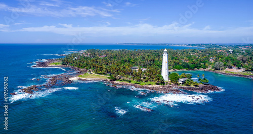 Obraz na płótnie The beautiful coast of Sri Lanka, Cape Dondra. Top view, aerial photography. w salonie