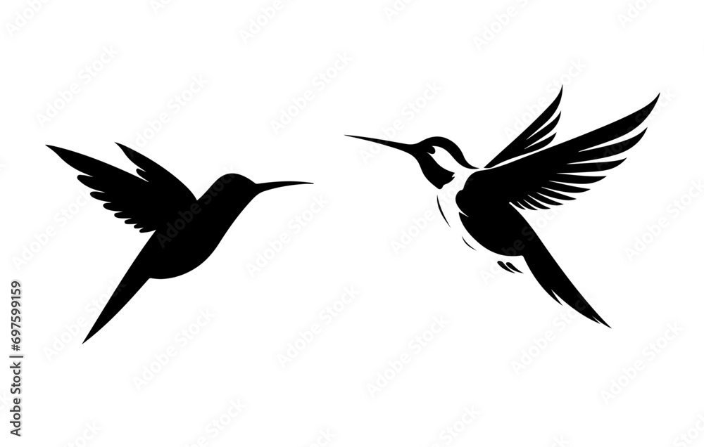 Obraz premium Hummingbird illustration, logo. Vector icon drawing on white background