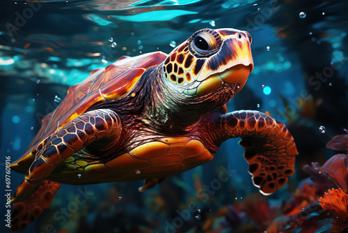 Bright and Colorful A Fauvism Style of a Turtles, Generative Ai