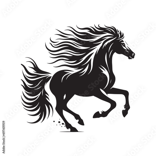 Illustration Featuring a Running Horse Silhouette  Dynamic Equestrian Energy for Your Designs 