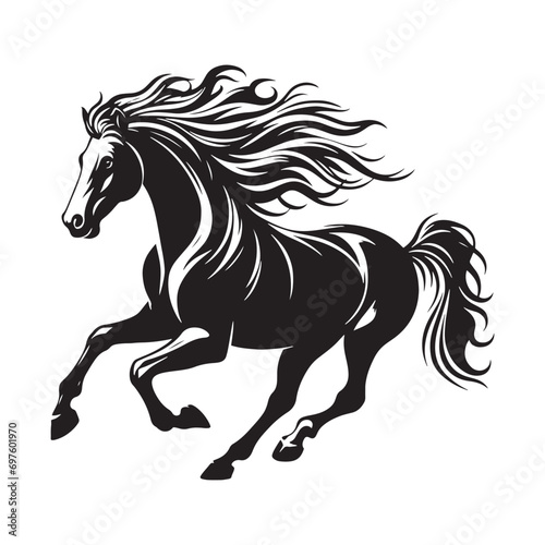 Running Horse Silhouette in Illustration  Beautifully Rendered Equine Grace in Motion 