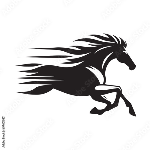 Artistic Silhouette: Running Horse Illustration Capturing the Grace of Equine Motion 