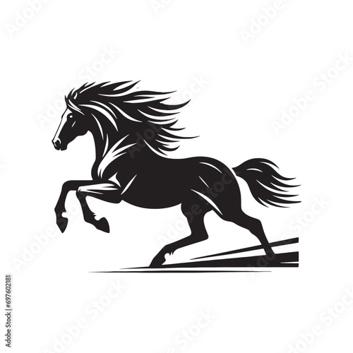 Illustration Featuring a Running Horse Silhouette: Dynamic Equestrian Energy for Your Design Needs 