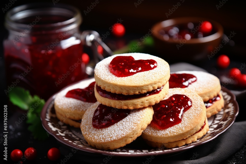 Sweet Hearts jam cookies valentines day. Sweet tasty. Generate Ai Sweet Hearts jam cookies valentines day. Sweet tasty. Generate Ai