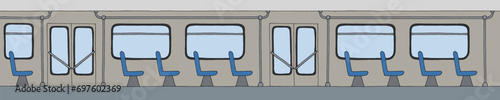 Bus interior graphic color sketch long illustration vector 