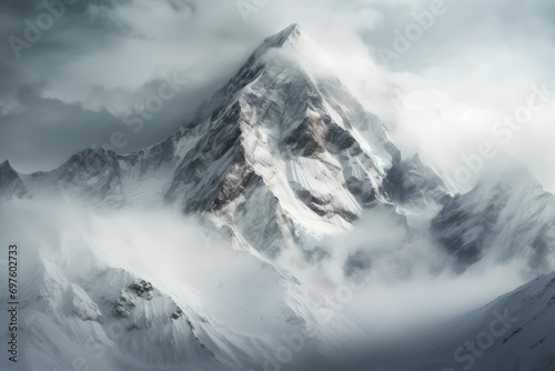 Stark High mountain snow. Landscape winter nature. Generate Ai © juliars