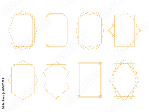 Set of gold frames isolated on white background. Set of decorative design elements. Vector illustration. 