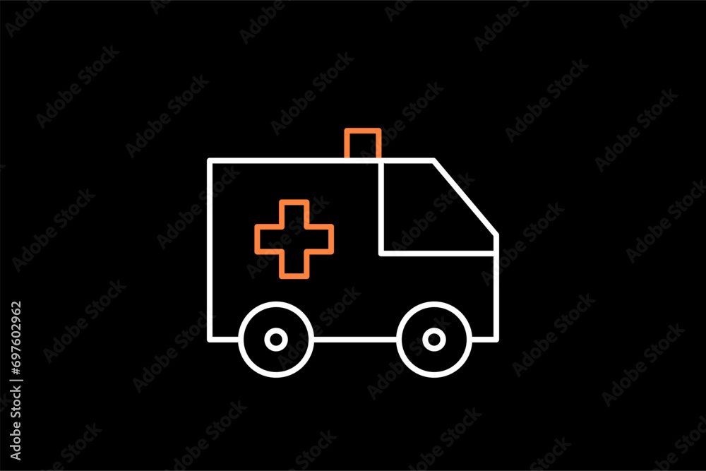 ambulance illustration in dark style. Flat vector illustration. ambulance illustration in dark style. Flat vector illustration.