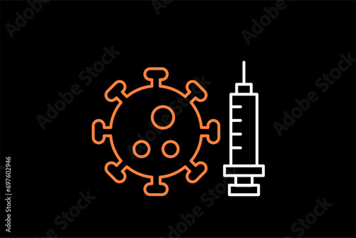 vaccine illustration in dark style. Flat vector illustration.