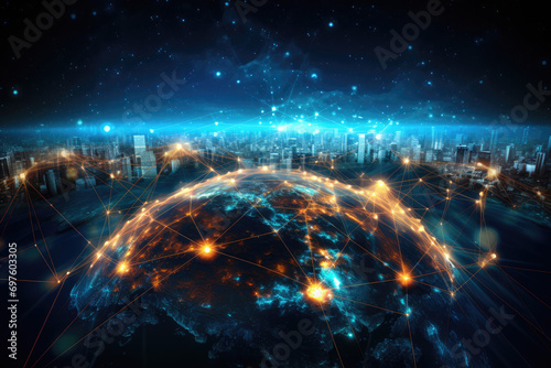 Global network connection on the planet Earth. Internet Concept of global business